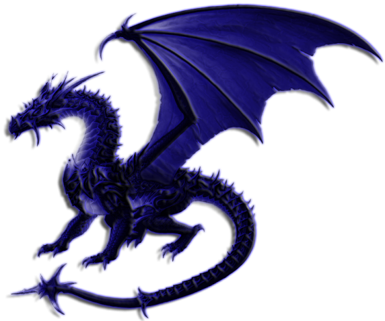 a blue dragon with black wings