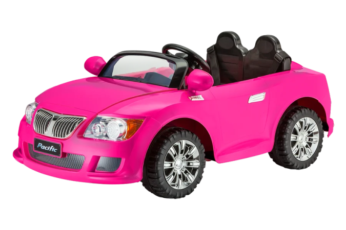 a pink toy car on a white background