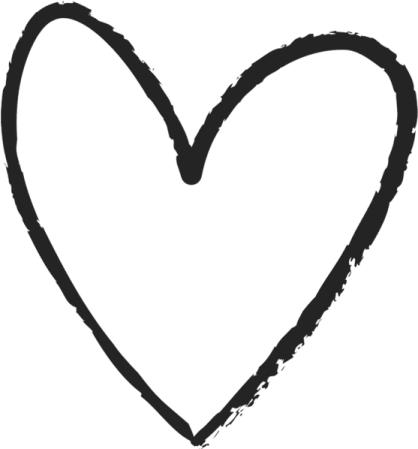 a heart drawn in black on a white background