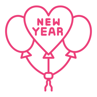 a heart shaped balloon with the words new year