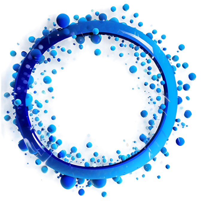 a circle of blue bubbles on a white background
