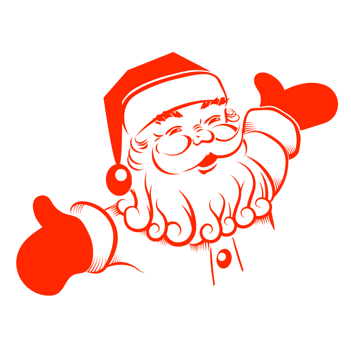 a black and white drawing of santa claus