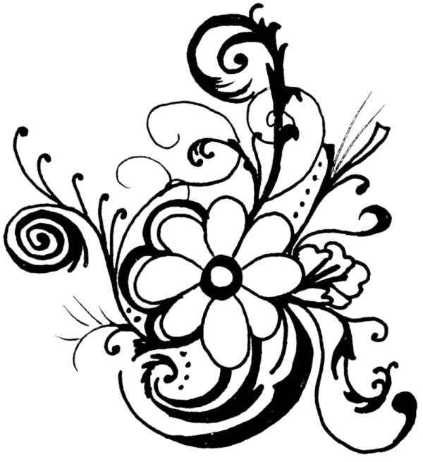 a black and white flower tattoo design