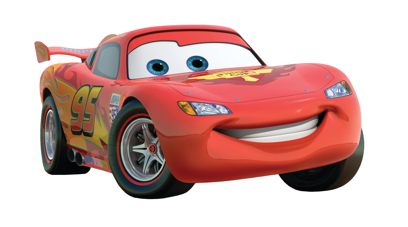 a cartoon character in a red car