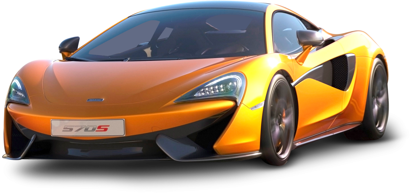 an orange sports car on a white background
