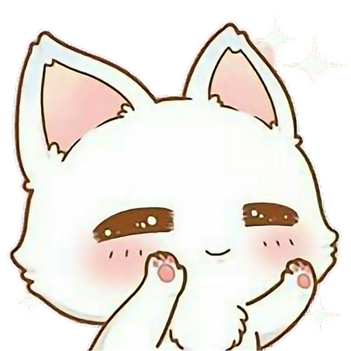 a drawing of a white cat with brown eyes