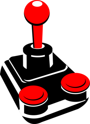 a red and black game controller