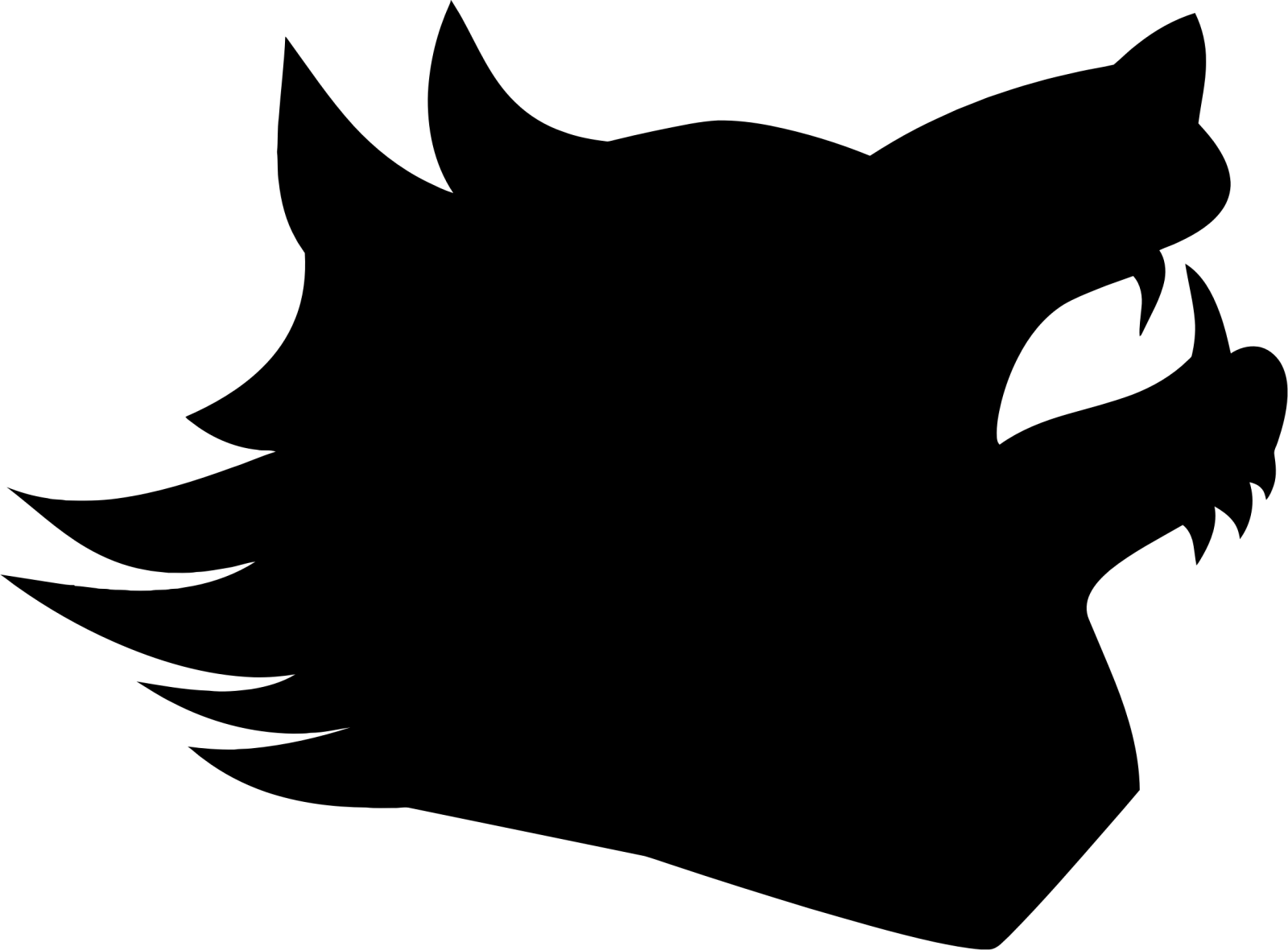 a black and white silhouette of a wolf head