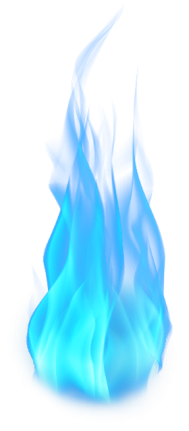 a blue flame on a white background