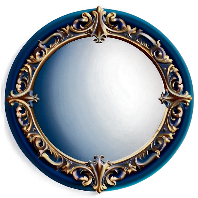 a round mirror with an ornate design on it