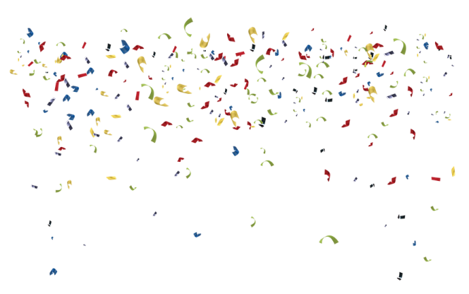 a bunch of colorful confe