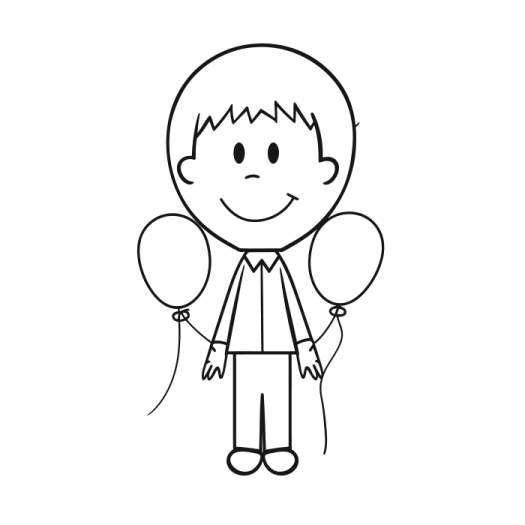 a drawing of a boy with balloons
