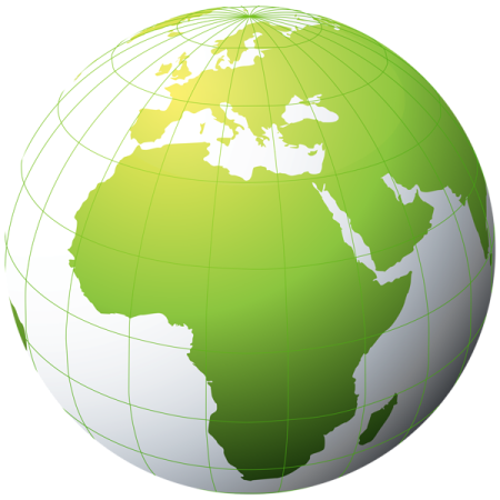a green globe with a white background