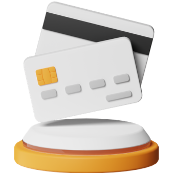 a white credit card on top of a yellow stand