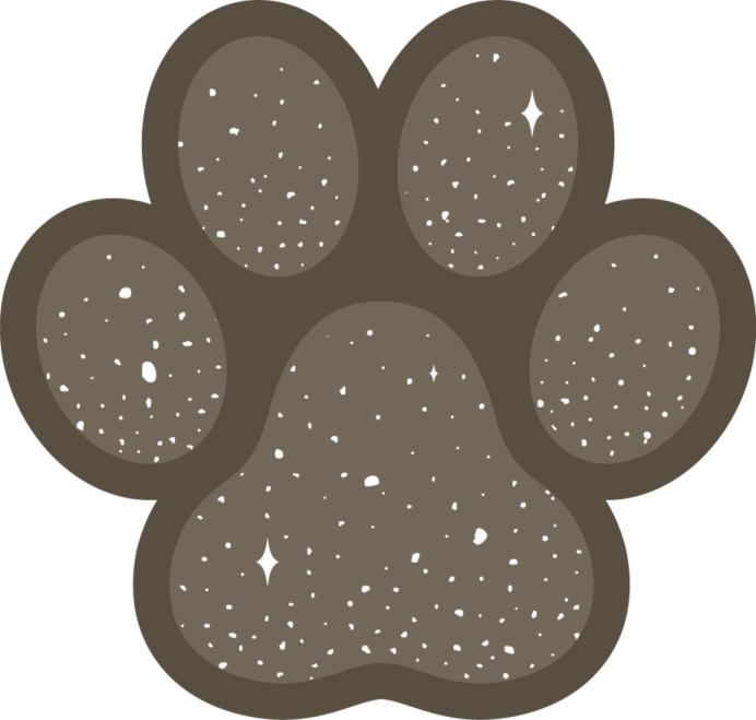 a brown dog paw with white spots