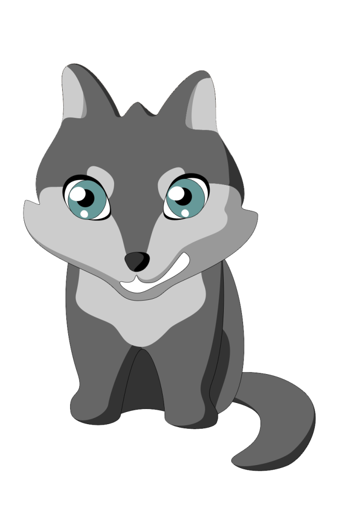 a gray cat with blue eyes sitting down