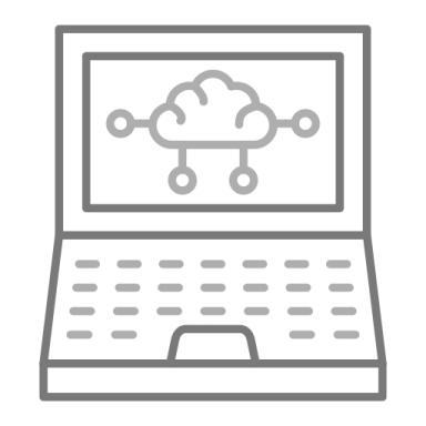 a laptop with a cloud on the screen