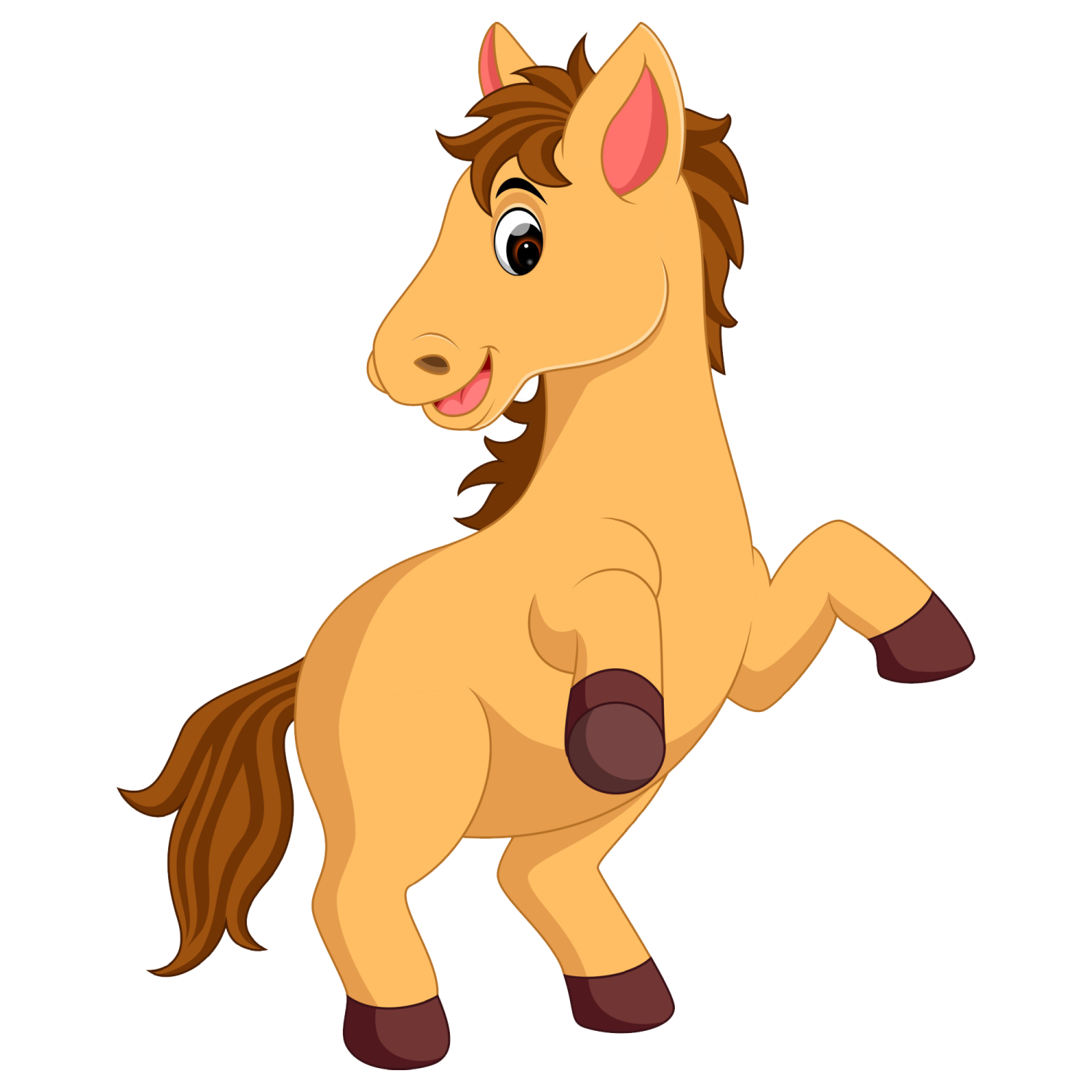 a cartoon horse running on a white background