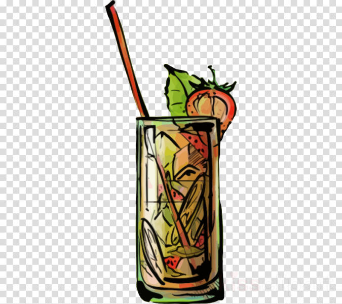 a glass of cocktail with a straw in it