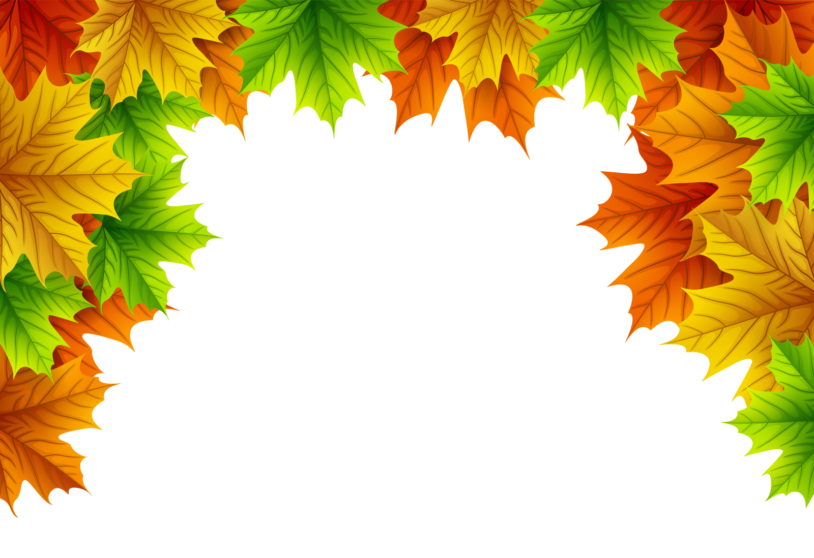 a frame made up of autumn leaves