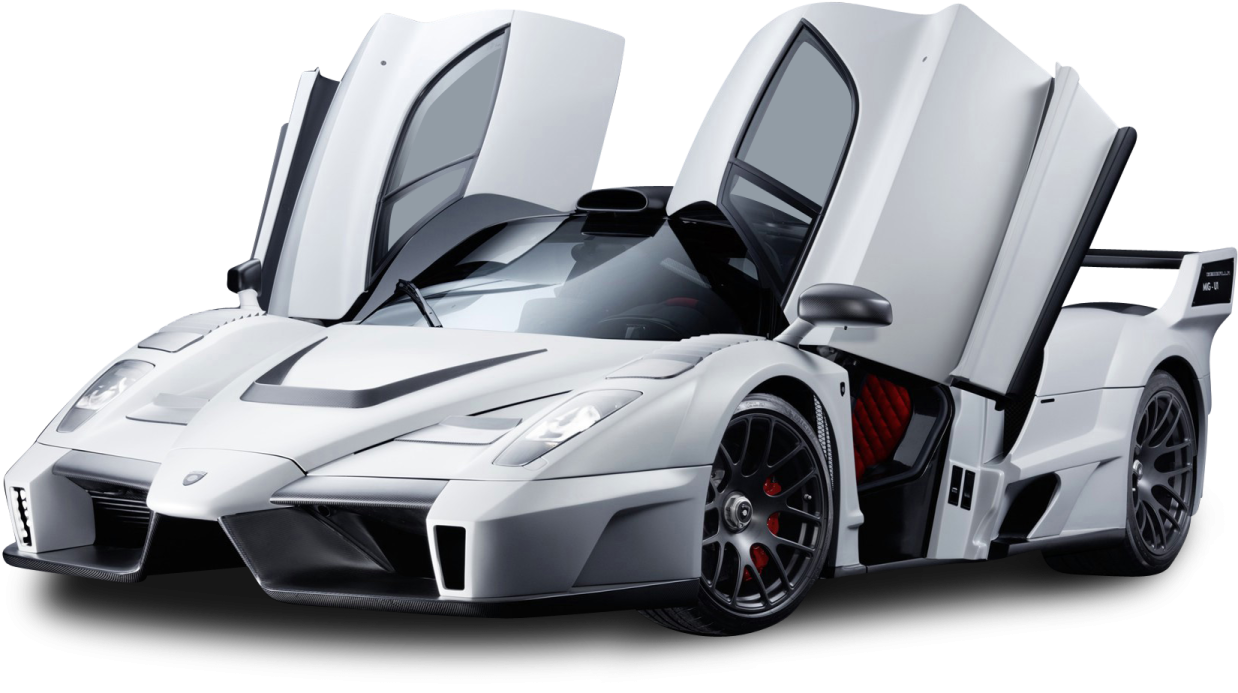 a white sports car with doors open