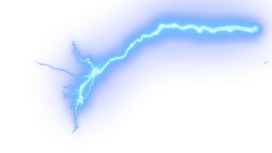 a blue lightning bolt on a white background