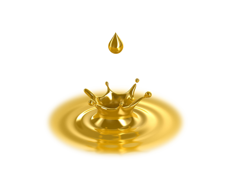 a gold water drop on a white background