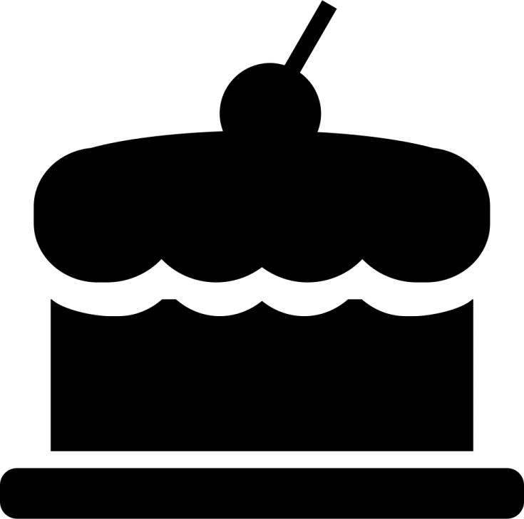a black and white silhouette of a birthday cake