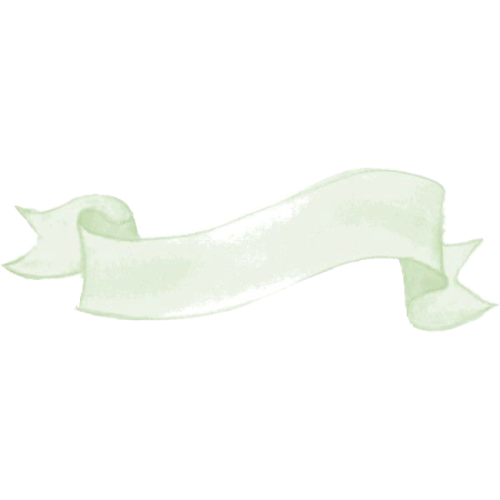 a white banner with a green ribbon on it