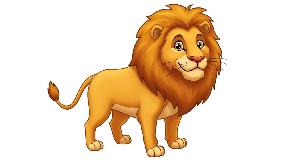 a cartoon lion standing on a white background