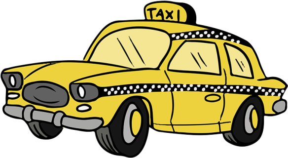a yellow taxi car on a white background
