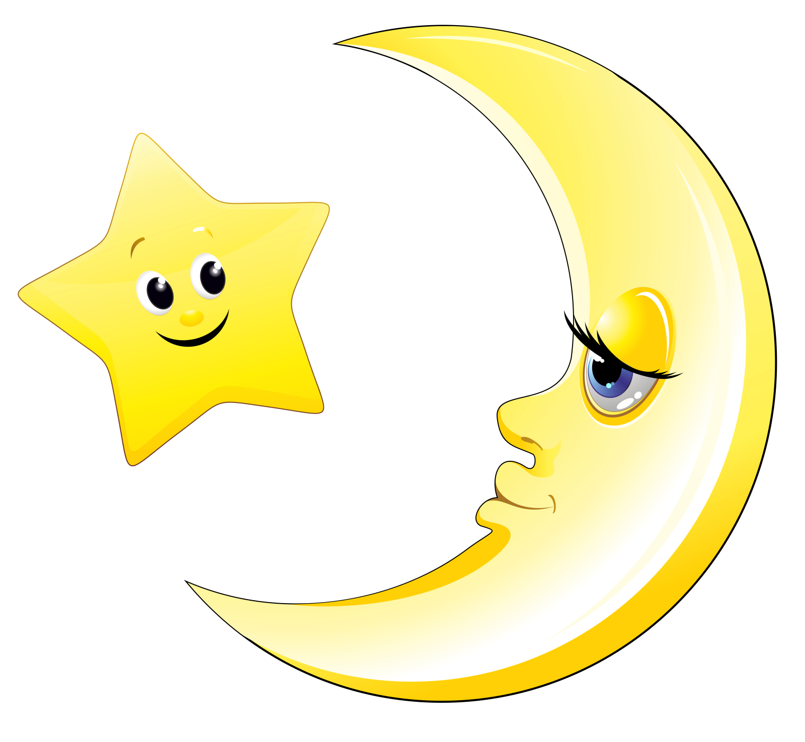 a cartoon moon with a smiling face