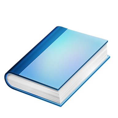 an open book with a blue cover