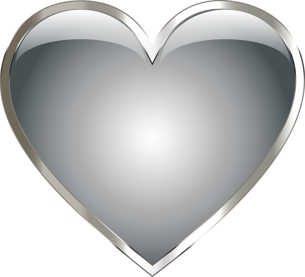 a silver heart on a white background
