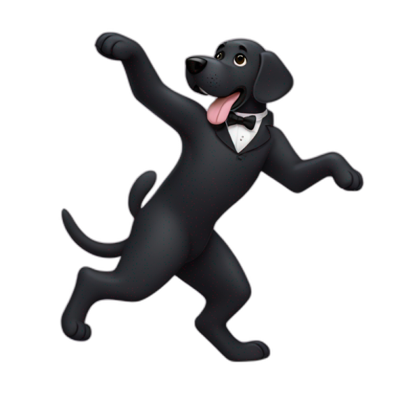 a black dog in a suit and bow tie