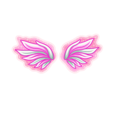 a pair of pink and green wings