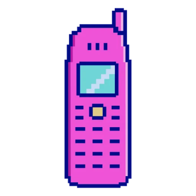 a pink phone with a pixel pattern on it
