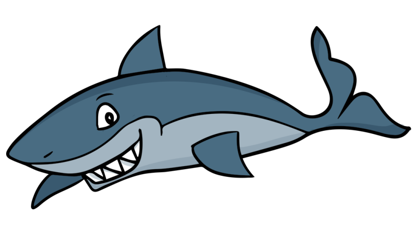a cartoon shark with its mouth open