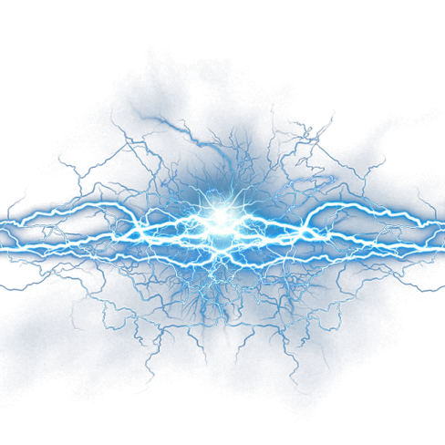 a blue lightning bolt on white background