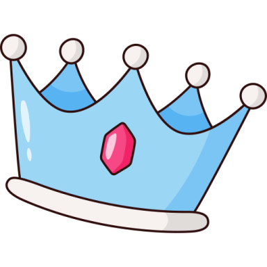 a blue crown with a heart on it