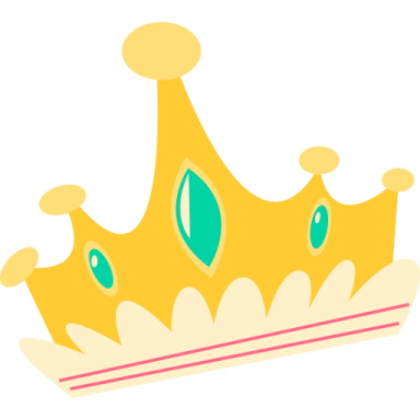 a yellow crown with green leaves on it
