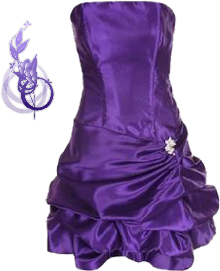 a purple dress with a flower on it