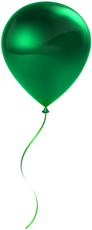 a green balloon flying in the air