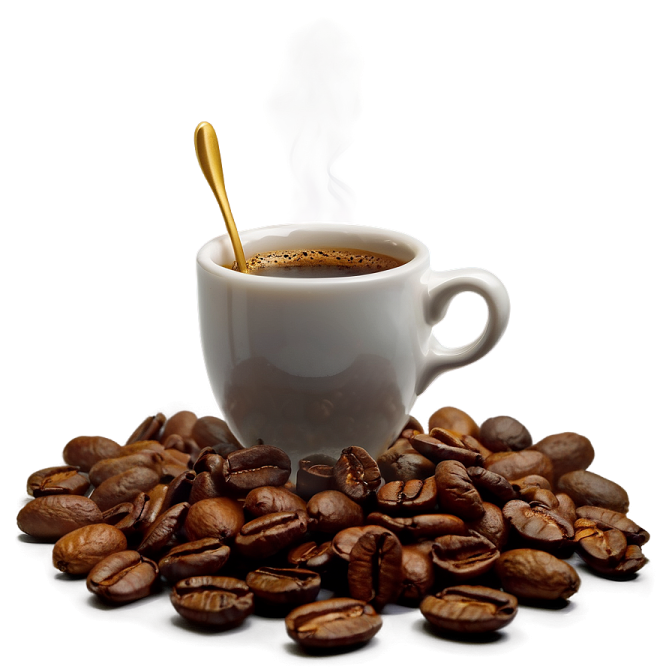 a cup of coffee and roasted coffee beans