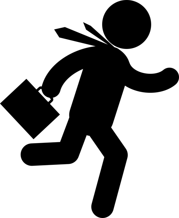 a black and white silhouette of a person carrying a briefcase