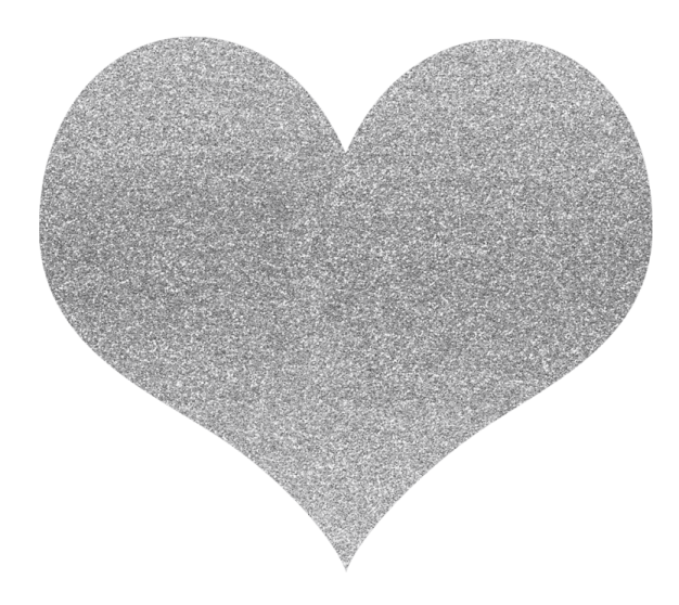 silver glitter heart on white background