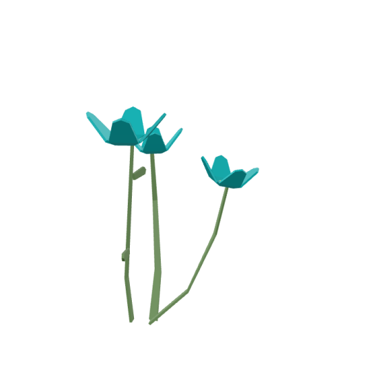 two blue flowers on a white background