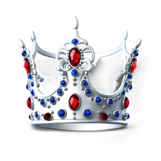a silver crown with red, white and blue jewels