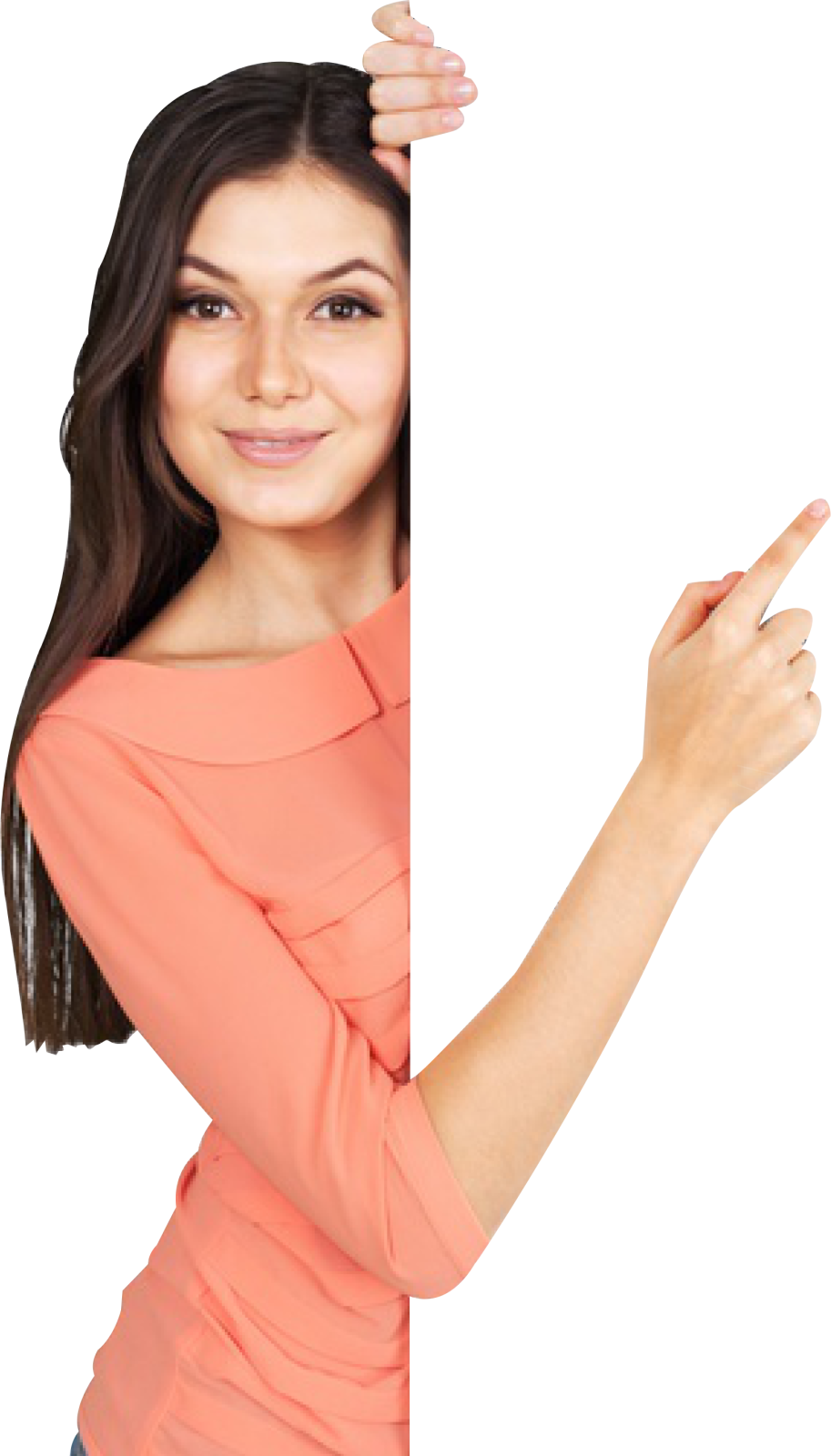 a young woman holding up a blank board