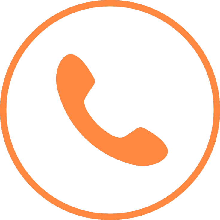 a phone icon in an orange circle
